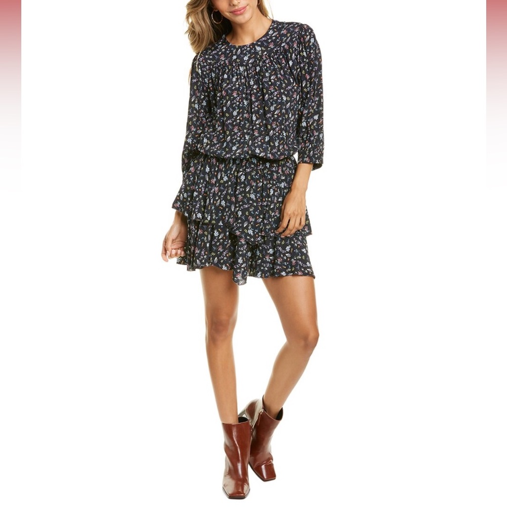NWT Zadig & Voltaire Rooka Mini Season FloralMini Dress in black multicolor Sz S